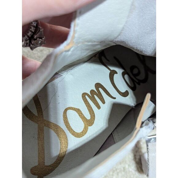 Sam Edelman Women's Beige Suede Almond Toe Zip Closure Heeled Bootie Size 6 - Picture 12 of 12